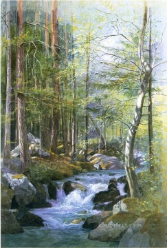 ウィリアム・スタンリー・ハゼルタイン Painting - ブリクセン・チロル近くのミル・ダム・ヴァールンの背後にある森の激流 ルミニズム ウィリアム・スタンリー・ハゼルタイン